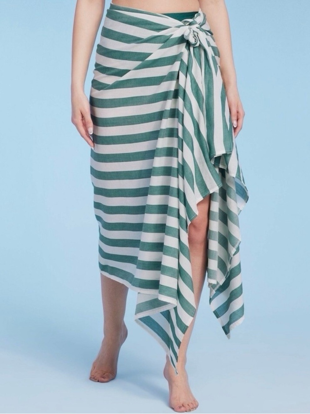 Shade & Shore Green and White Striped Cover-Up